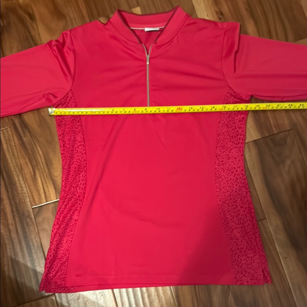 Women's Red Long Sleeve 3/4 Zip